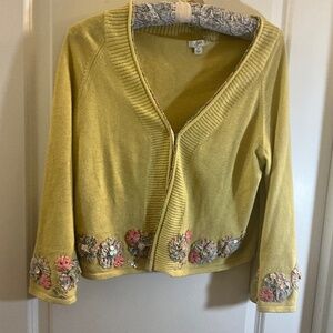 J. Jill Embellished Cardigan light chartreuse size s